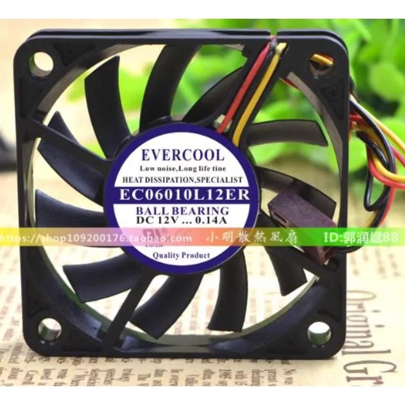 EVERCOOL CPU  ǳ,  ð ǳ, EC06010L12ER, 12V 6010, 0.14A, 6cm, 60x60x10mm, ǰ